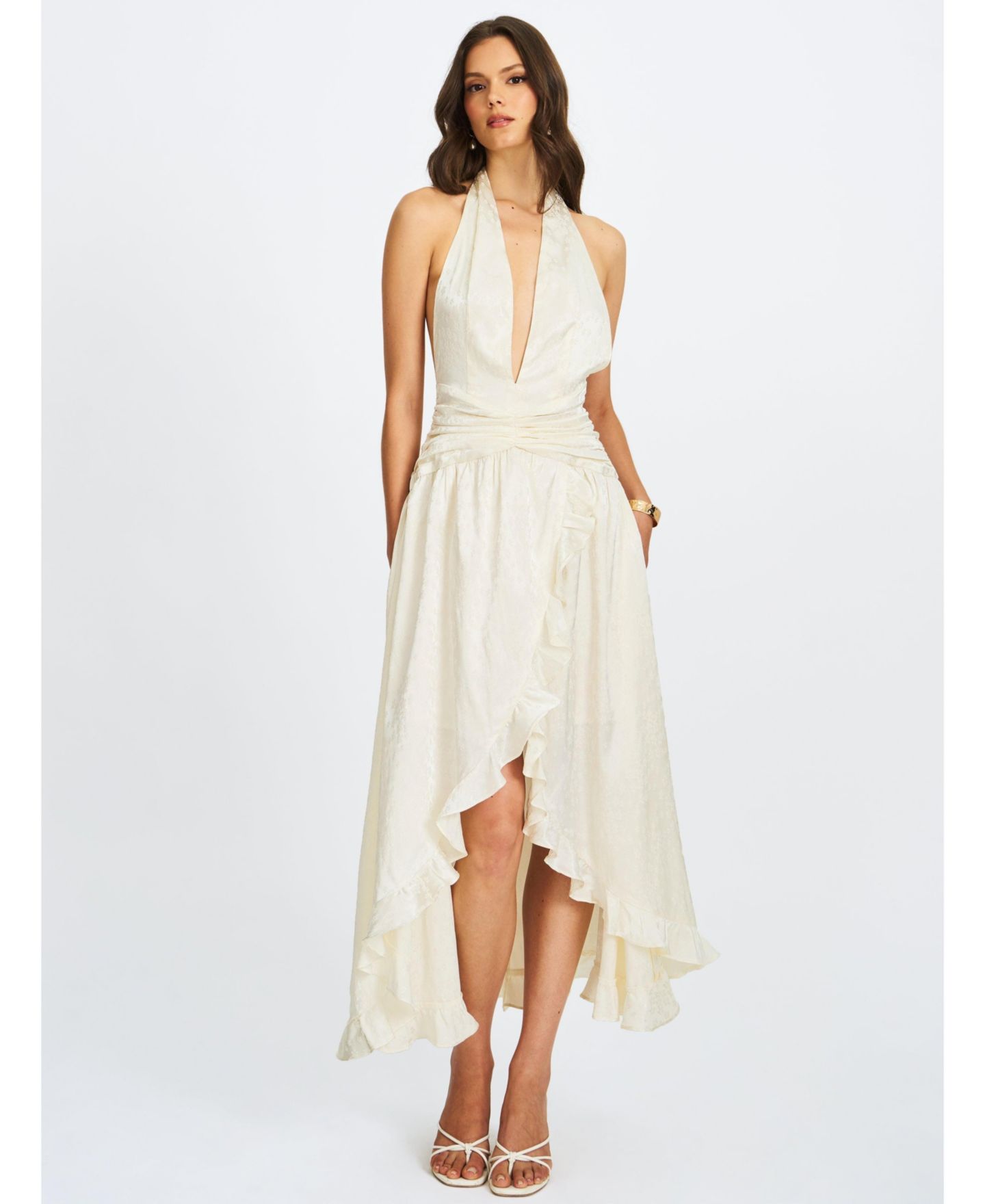 Женское платье Miss Circle Nalani Floral Ivory Ruffled Halter Maxi, цвет: Слоновая кость — фото 7