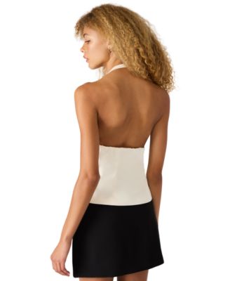 Women's Rhinestone Bow Halter Neck Top