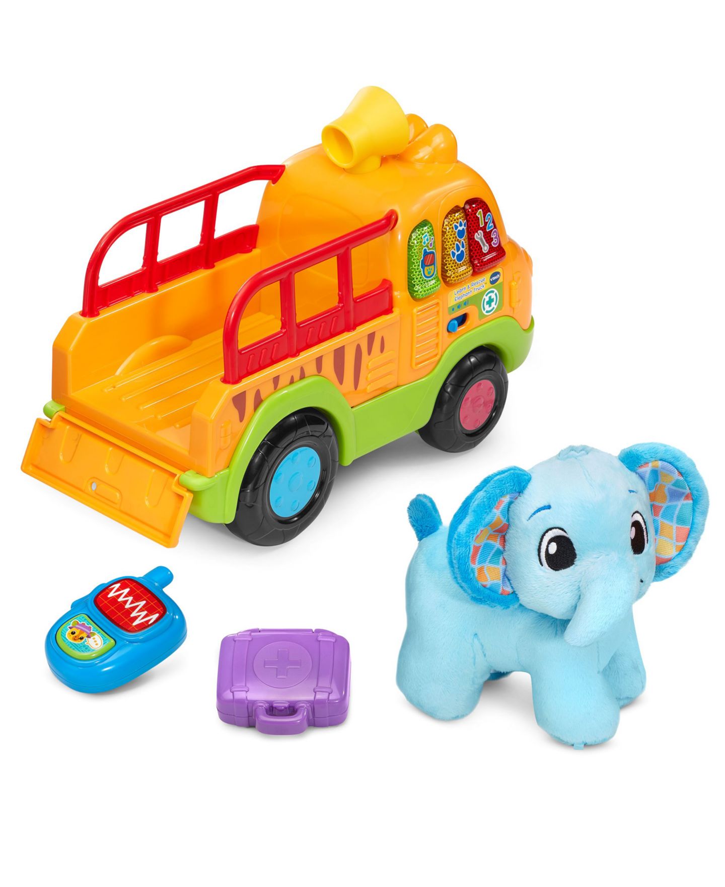 Детский игровой набор VTech Rescue Elephant Light-Up 4-Piece Truck Playset, Ages 12-36 Months — фото 3