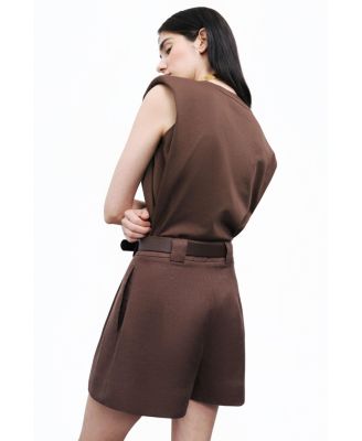 Women's Belted Linen Mini Shorts