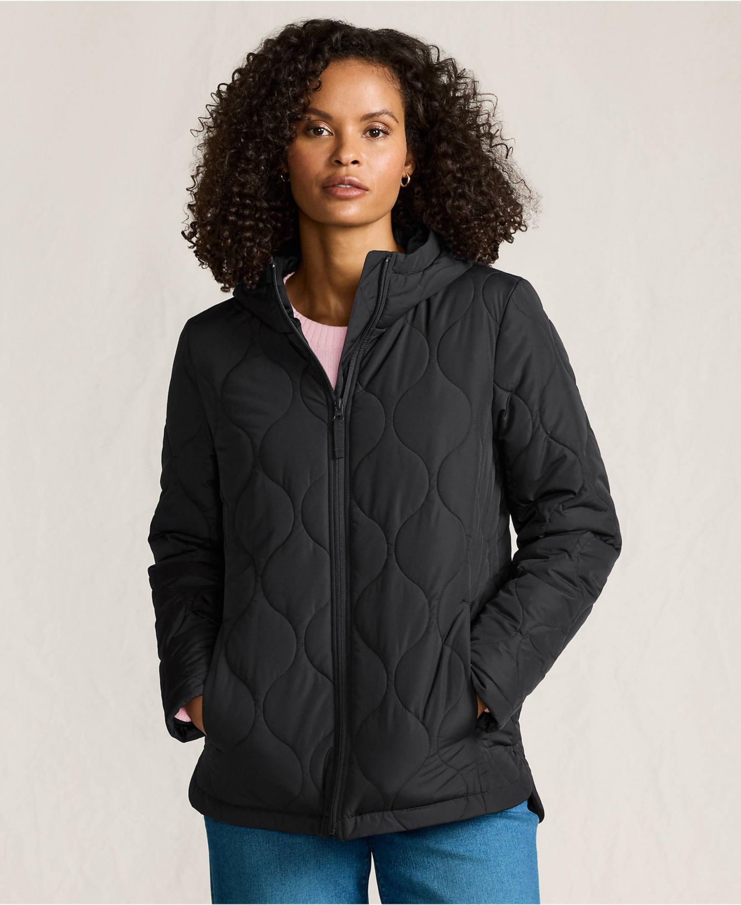 Женская куртка Lands' End FeatherFree Quilted Insulated, цвет: Чёрный — фото 4