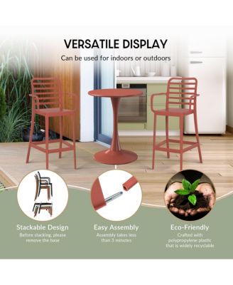 2-Person Adjustable Round Bar Table and Stackable Bar Stools Dining Set