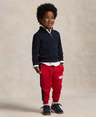 Boys 2-7 Cable-Knit Cotton Quarter-Zip Sweater