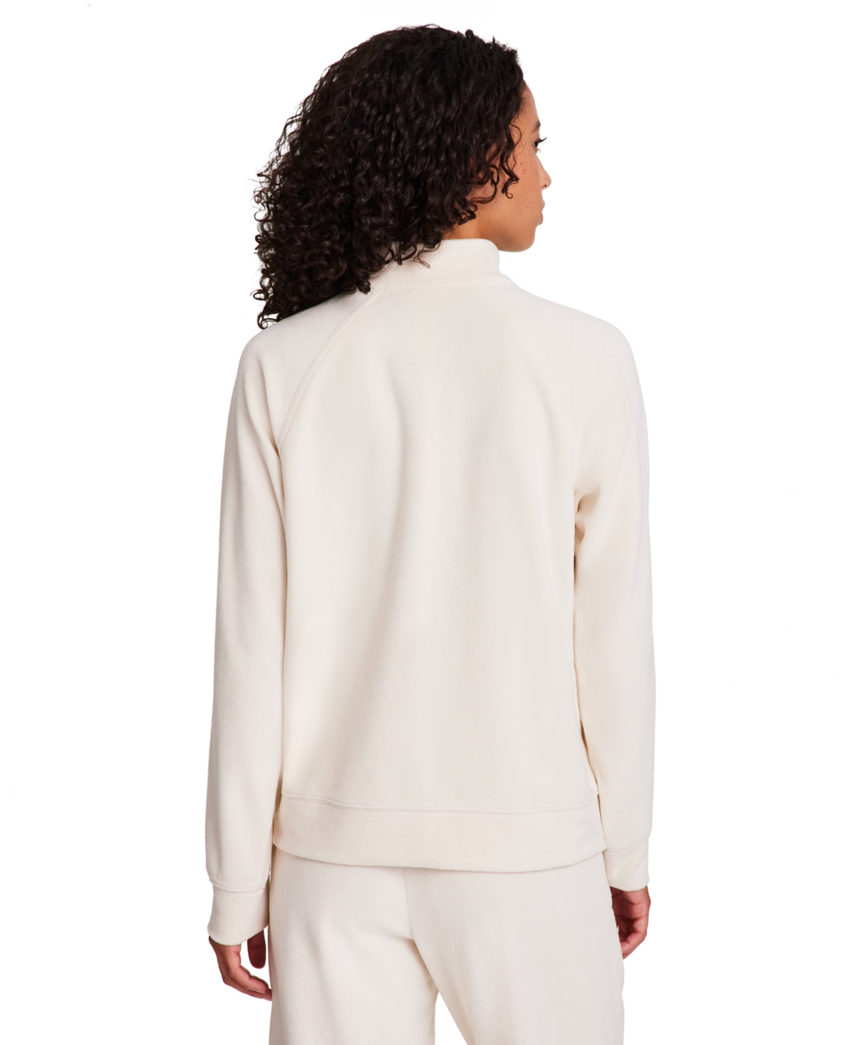 Reebok Women's New Heritage Velour Half Zip Collared Top In White