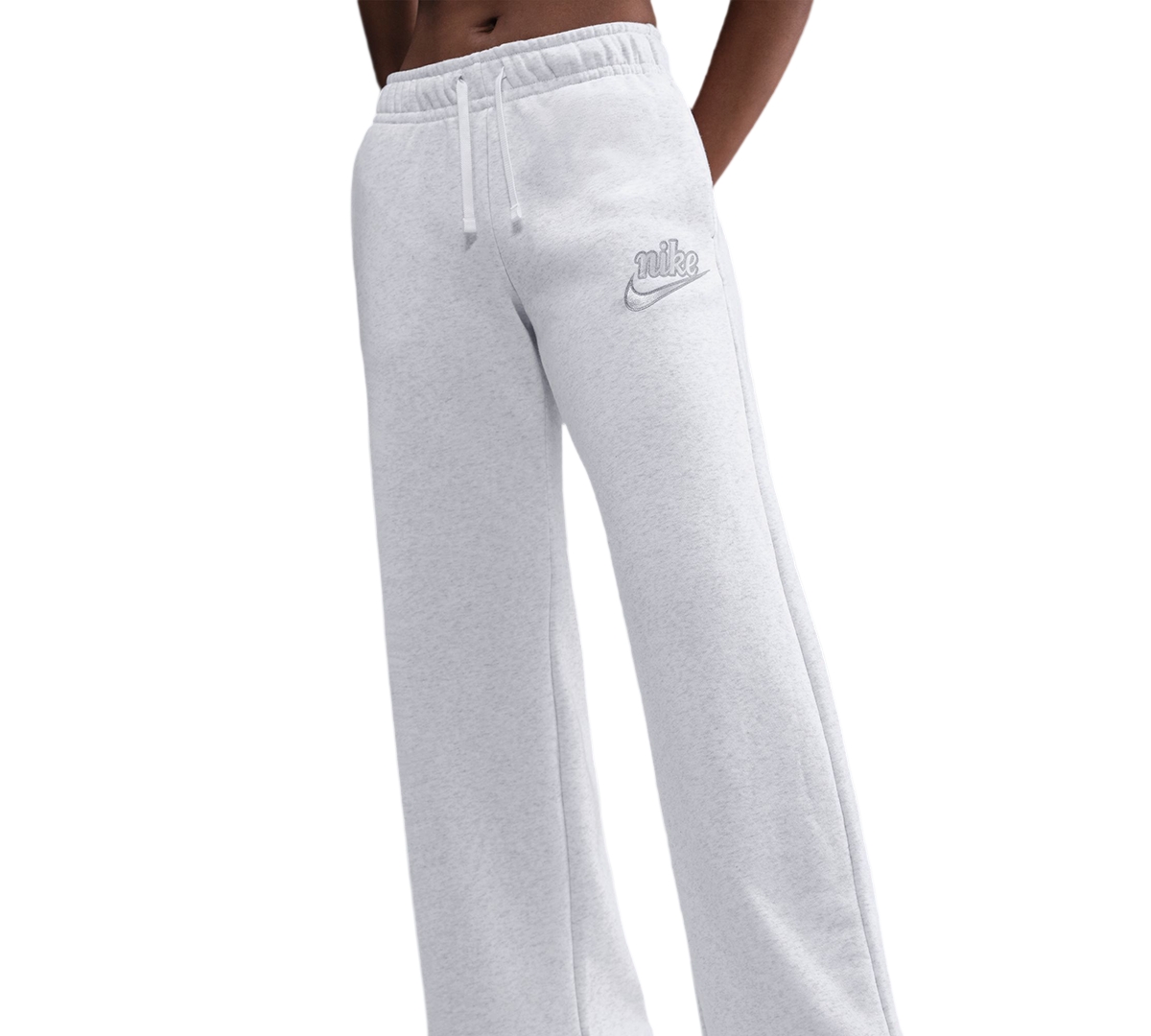 Nike Women's Club Fleece Mid-rise Wide-leg Pants In White