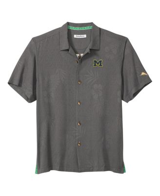 Men's Gray Michigan Wolverines Catch of the Day Camp IslandZone Button-Up T-Shirt