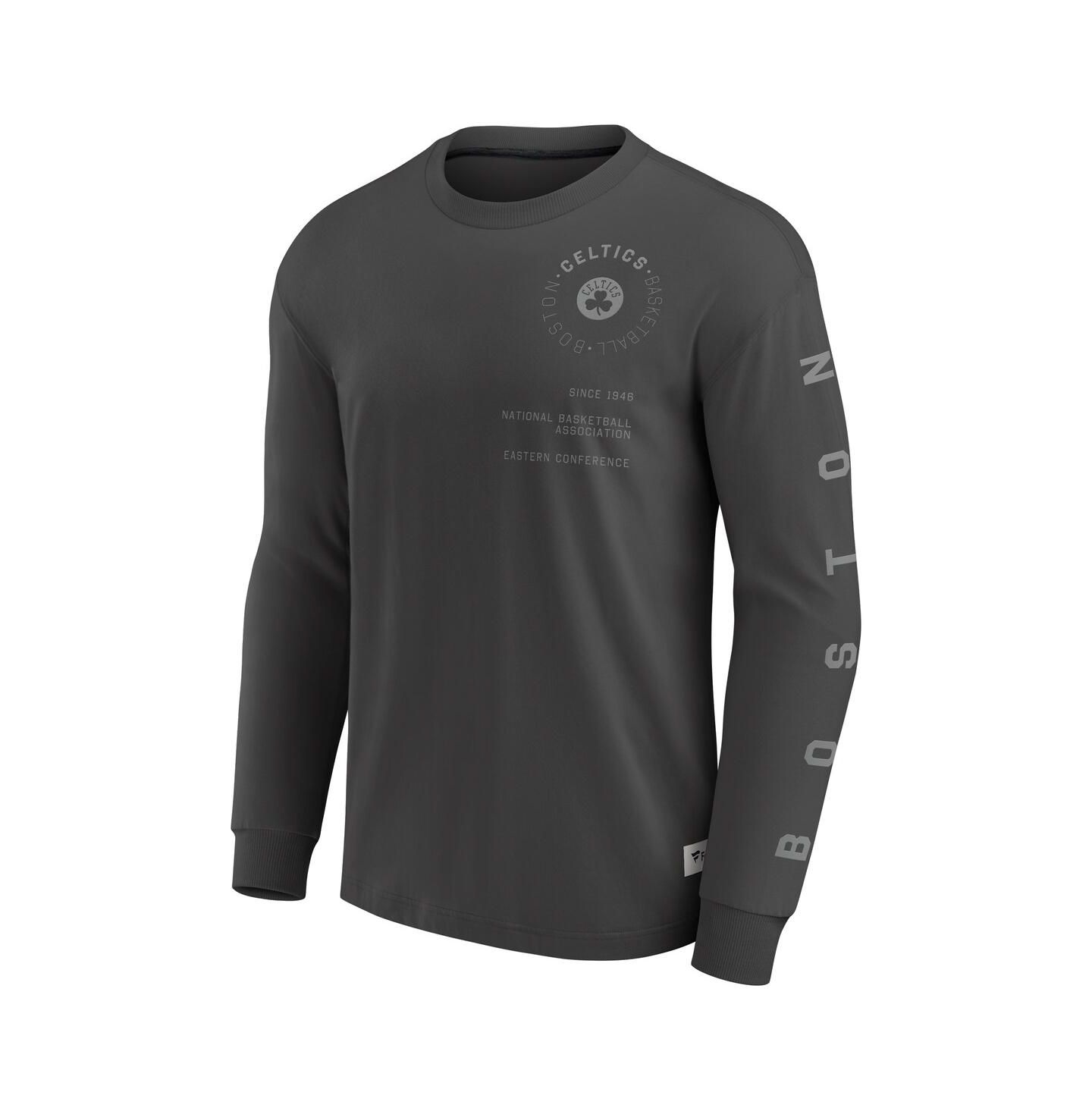 Мужская футболка Fanatics Gray Boston Celtics Elements Future Ground Tonal Info Long Sleeve — фото 2