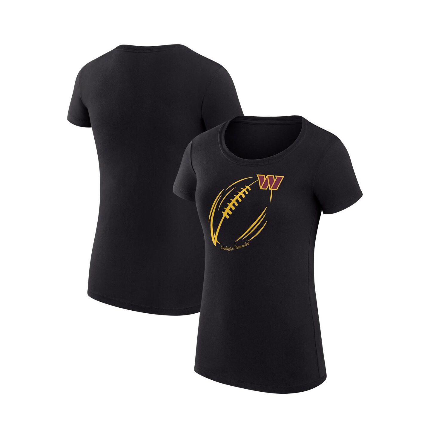 Женская футболка G-III 4Her by Carl Banks Black Washington Commanders Super-Slim Fit Lightweight Subtle Football — фото 1