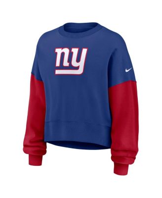 Women's Royal New York Giants Oversized Color-Block Pullover Sweatshirt