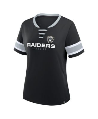 Women's Black Las Vegas Raiders Redzone Draw Play Athena Lace-Up T-Shirt