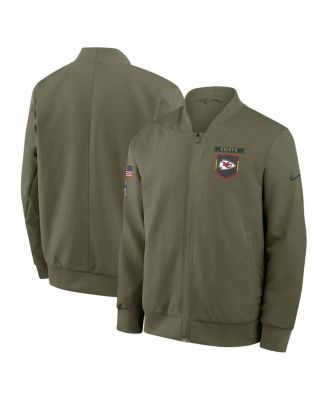 Nike - Men's Olive Kansas City Chiefs 2025 Salute to Service Sideline Full-Zip Bomber Jacket