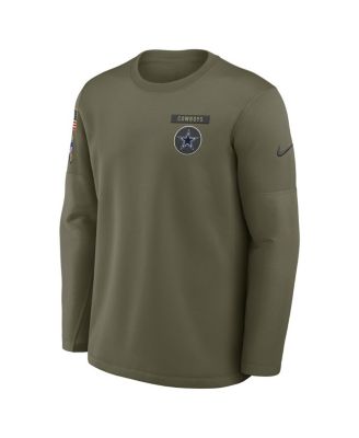 Men's Olive Dallas Cowboys 2025 Salute to Service Coaches Therma-Fit Long Sleeve T-Shirt