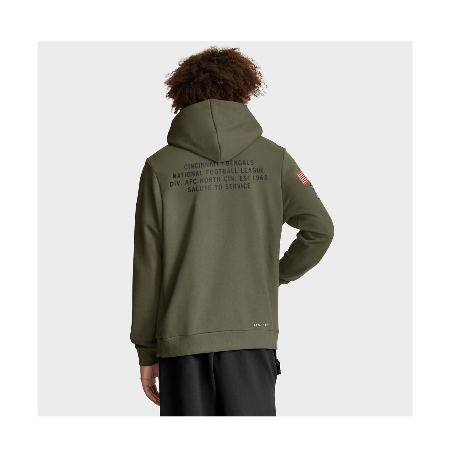 Мужское худи Nike Olive Cincinnati Bengals 2025 Salute to Service Sideline Standard Issue Dri-FIT — фото 3