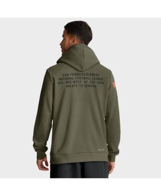 Men's Olive San Francisco 49ers Big Tall 2025 Salute to Service Sideline Dominant Force Dri-FIT Hoodie