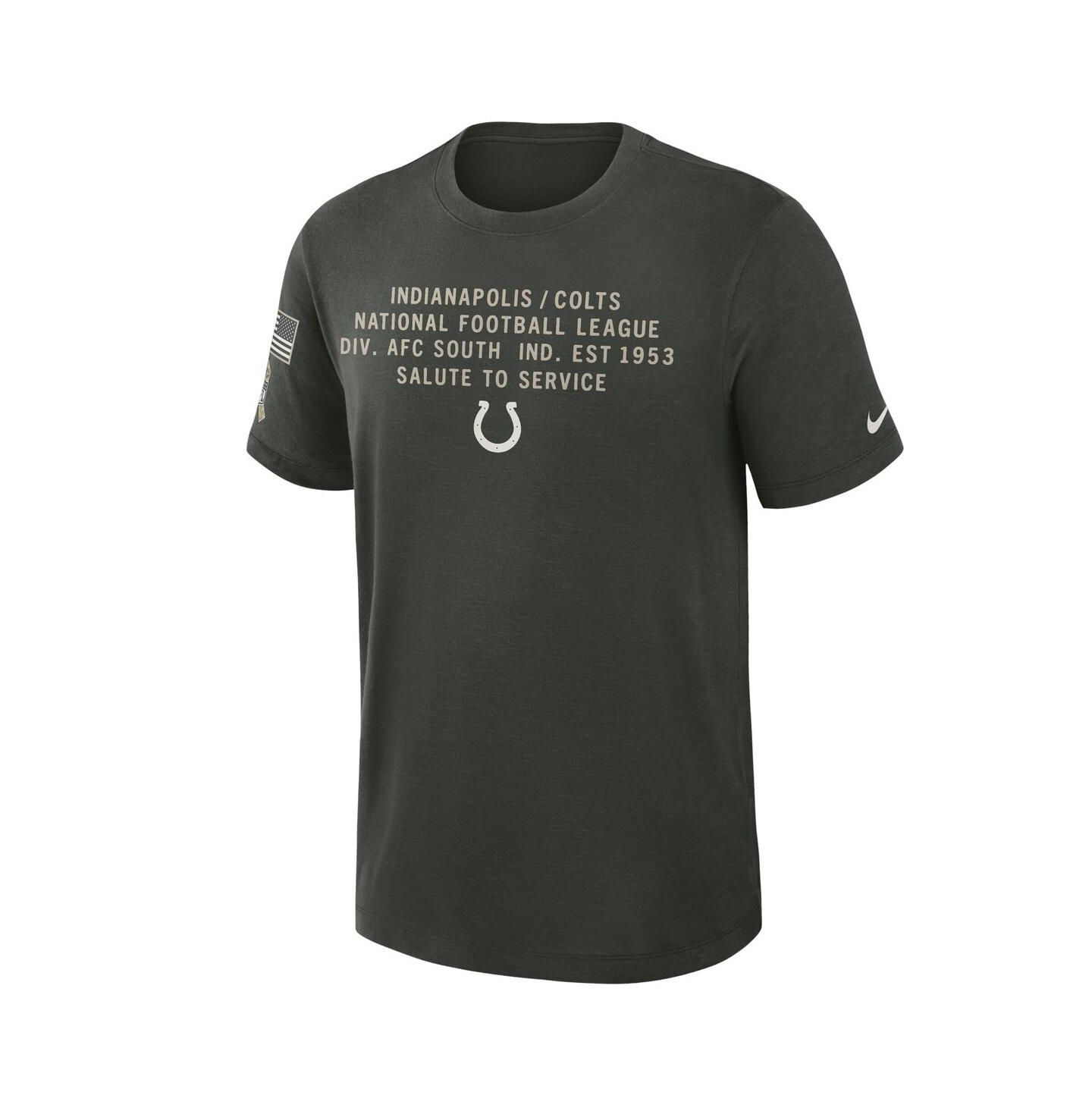 Мужская футболка Nike Dark Green Indianapolis Colts 2025 Salute to Service Sideline Slub Dri-FIT — фото 2