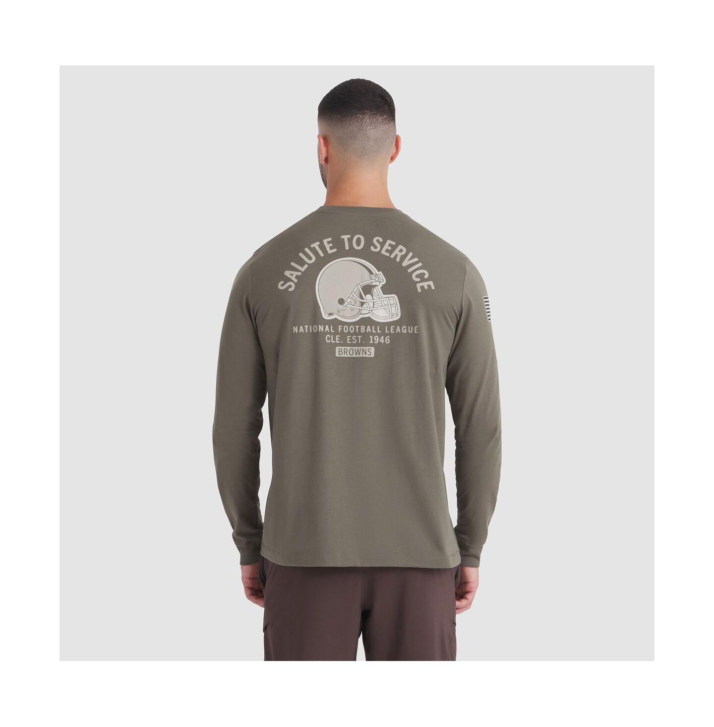 Мужская футболка Nike Olive Cleveland Browns 2025 Salute to Service Sideline Long Sleeve — фото 2