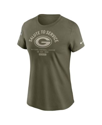 Women's Olive Green Bay Packers 2025 Salute to Service Sideline T-Shirt