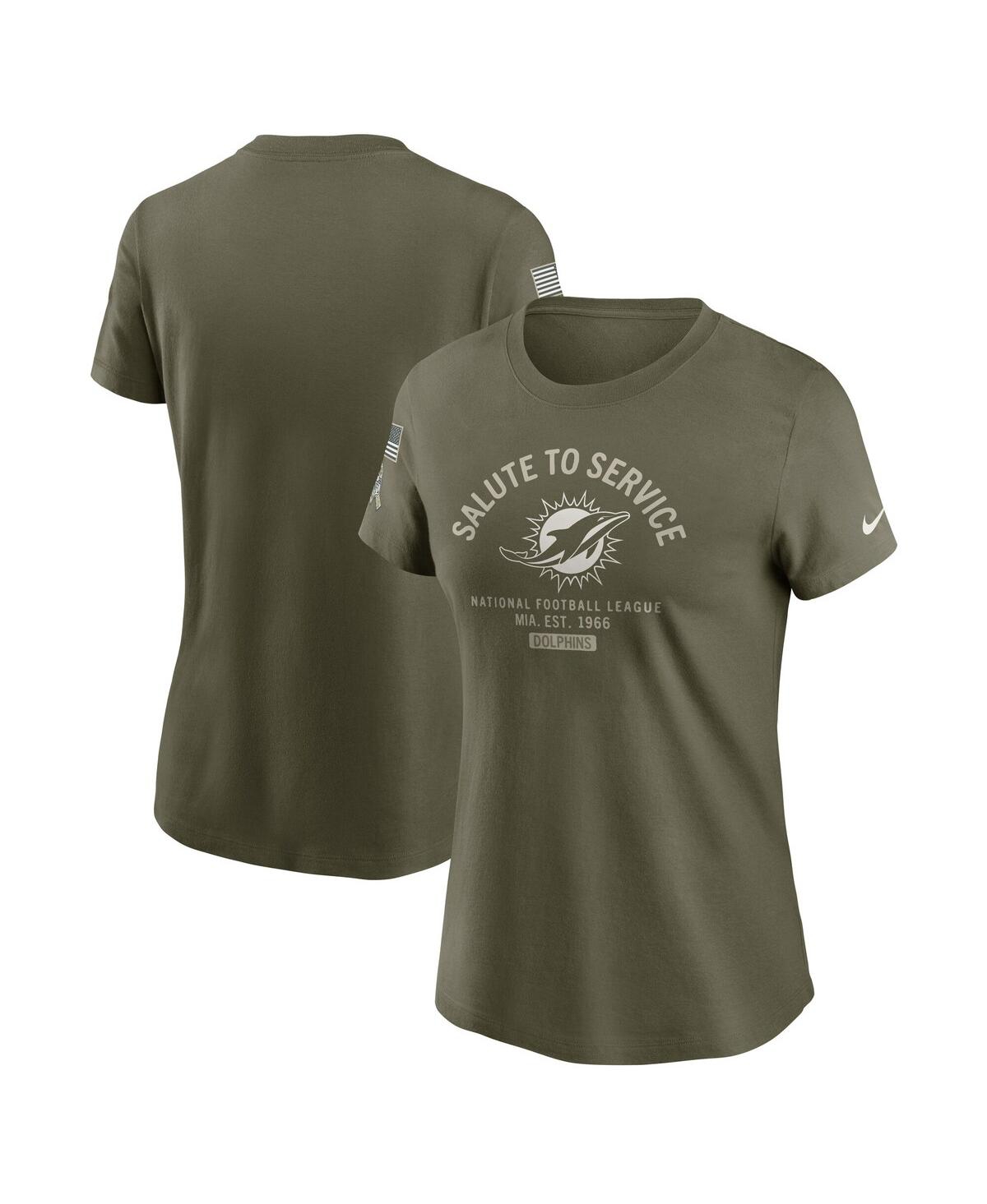 Nike Women's Olive Miami Dolphins 2025 Salute To Service Sideline T-shirt In Green