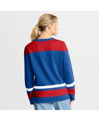 Women's Blue New York Rangers Icing Long Sleeve Lace Up Sweatshirt