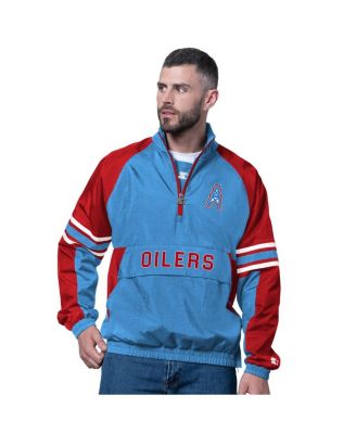 Starter - Men's Light Blue Houston Oilers Gridiron Classics Logo Prospect Half-Zip Pullover