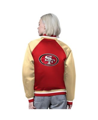 Women's Scarlet/Gold San Francisco 49ers Satin Full-Snap Varsity Jacket