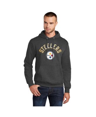 Starter - Men's Charcoal Pittsburgh Steelers Arch Over Logo Pullover Hoodie