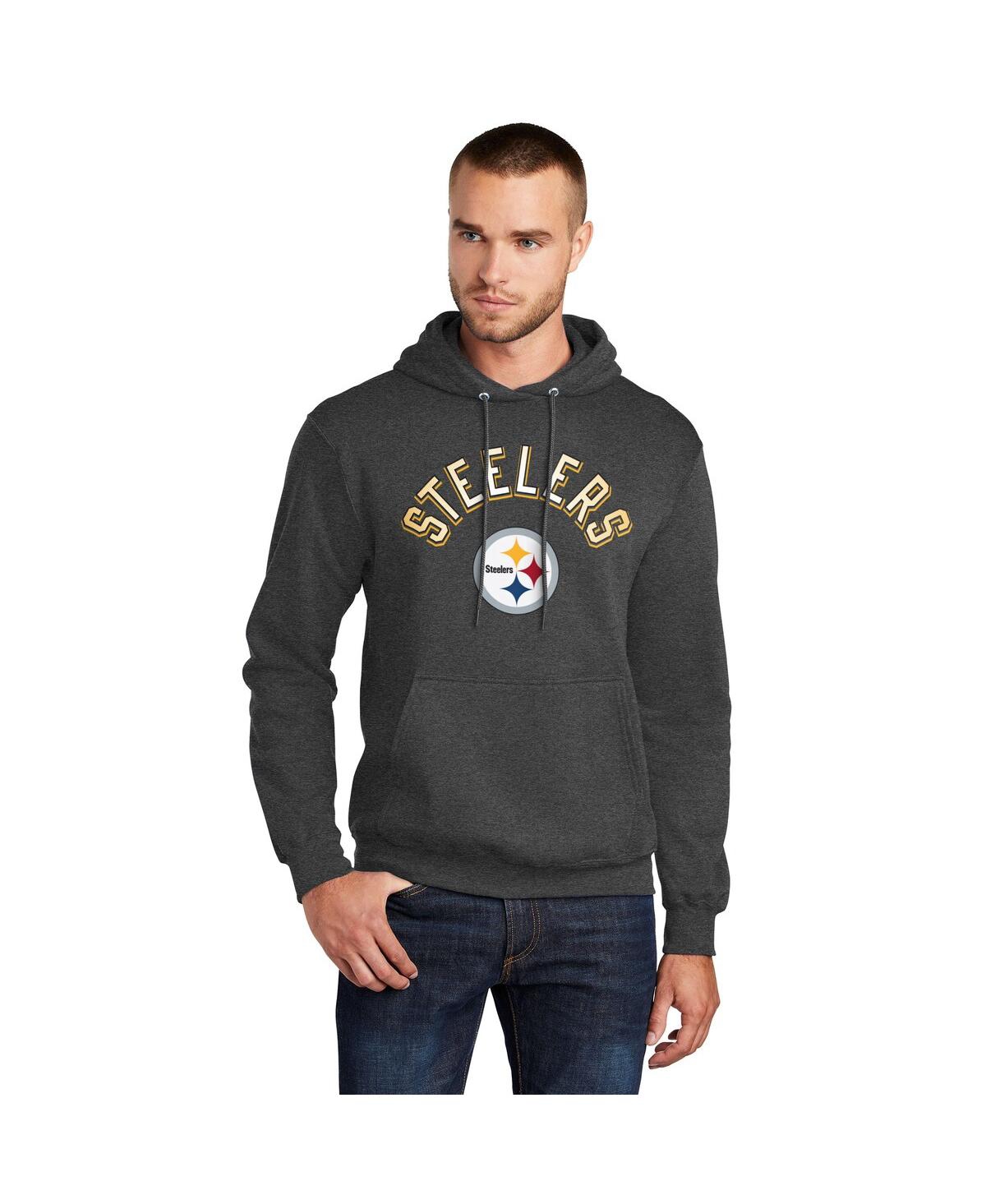 Starter Men's Charcoal Pittsburgh Steelers Arch Over Logo Pullover Hoodie