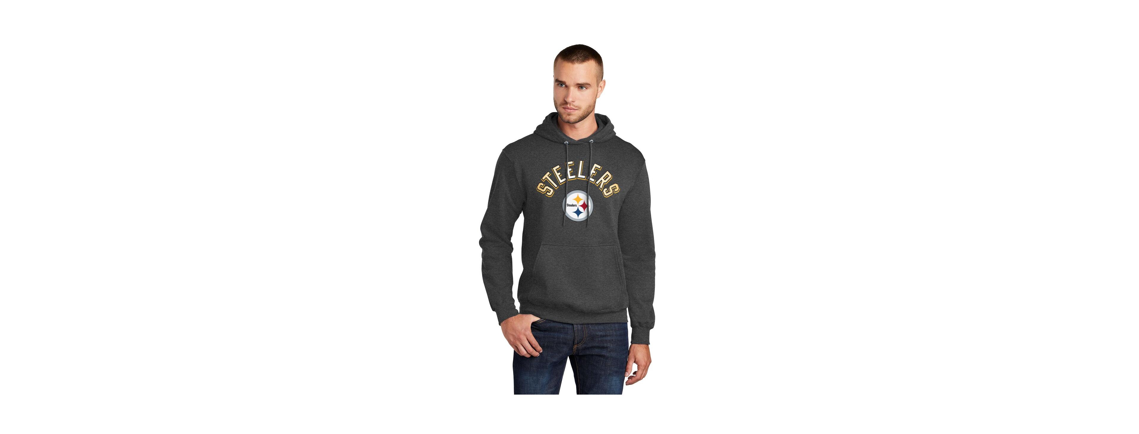 Starter Men's Charcoal Pittsburgh Steelers Arch Over Logo Pullover Hoodie