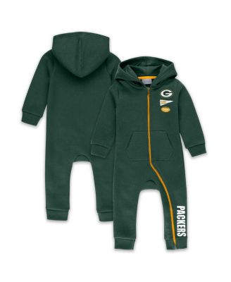 WEAR by Erin Andrews - Baby Boys and Girls Newborn Green Green Bay Packers Hooded Fleece Coverall
