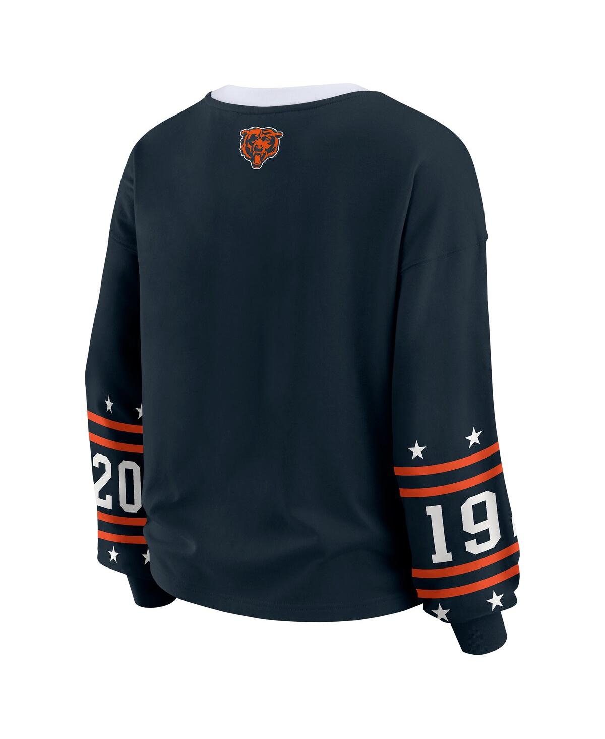 Wear By Erin Andrews Navy Chicago Bears Plus Size Sport Long-sleeve T-shirt In Blue
