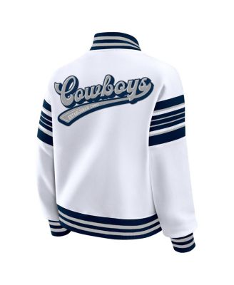 Women's White Dallas Cowboys Plus Size Full-Snap Fleece Sweatshirt Jacket