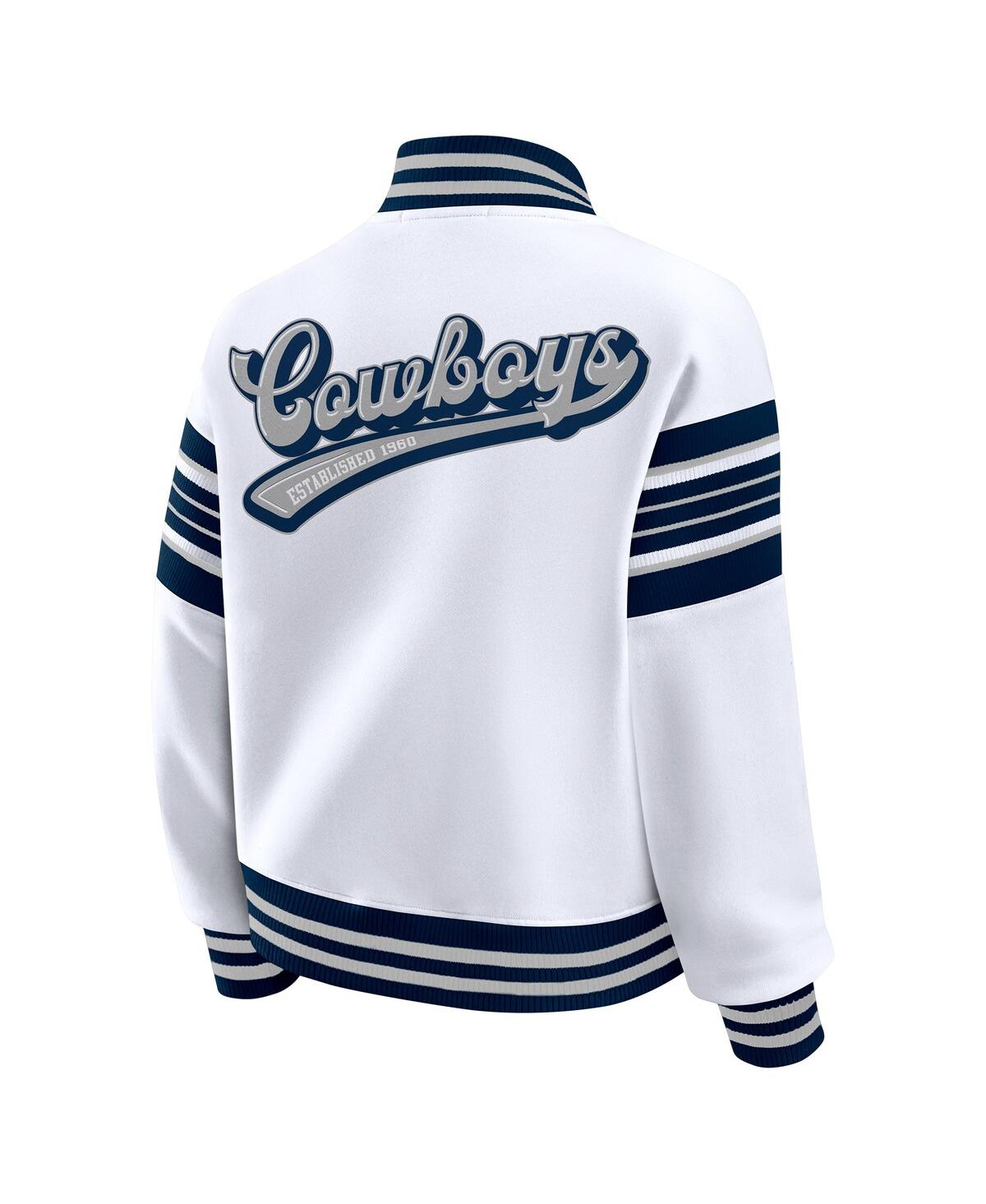 Wear By Erin Andrews Women's White Dallas Cowboys Full-snap Fleece Sweatshirt Jacket In Multi