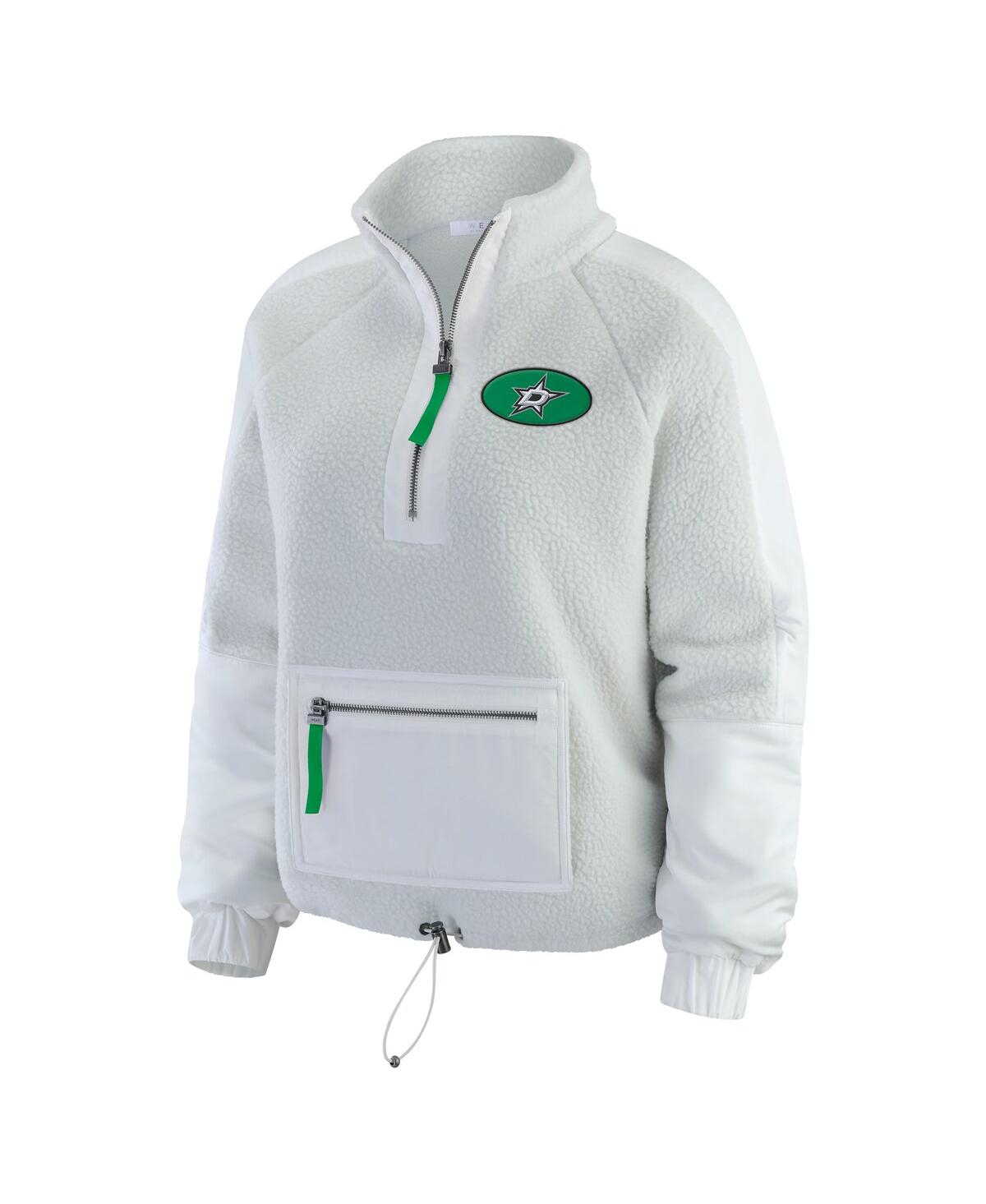 Wear By Erin Andrews Women's Gray Dallas Stars Polar Fleece Quarter-zip Jacket In White