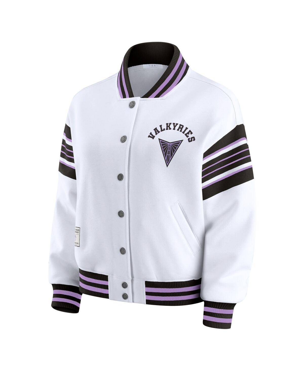 Wear by Erin Andrews Women's White/Black Golden State Valkyries Full-Snap Fleece Sweatshirt Jacket