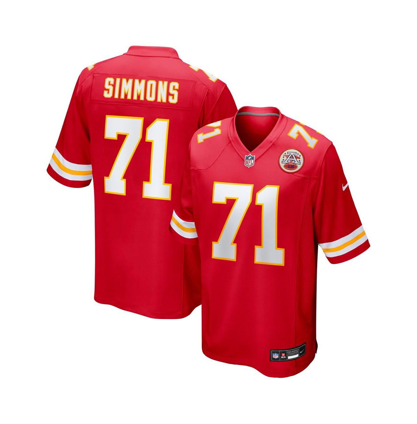 Мужской топ Nike Josh Simmons Red Kansas City Chiefs 2025 NFL Draft First Round Pick Game Jersey — фото 1