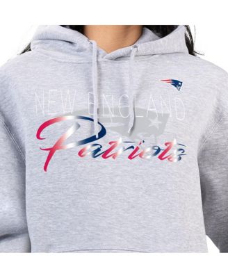 Women's Gray New England Patriots Shadow Logo Fleece Pullover Hoodie
