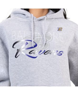 Women's Gray Baltimore Ravens Shadow Logo Fleece Pullover Hoodie