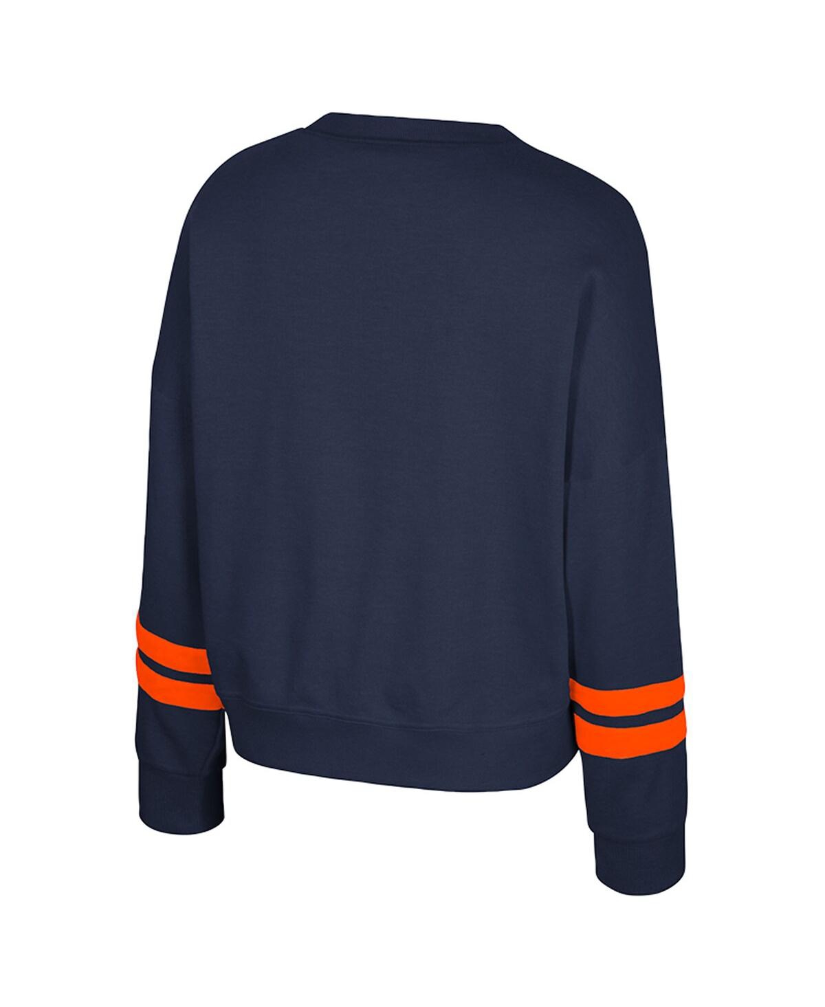 Colosseum Women's Navy Illinois Fighting Illini Splashy Crewneck Fleece Sweatshirt In Blue