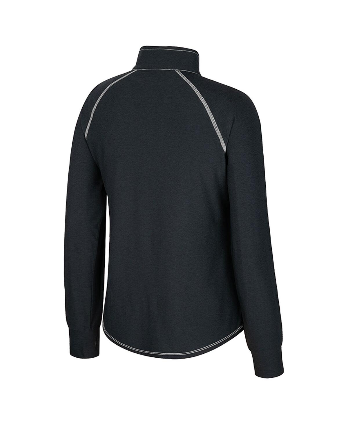 Colosseum Women's Black Washington State Cougars Bikram Raglan Quarter-zip Top In Animal Print