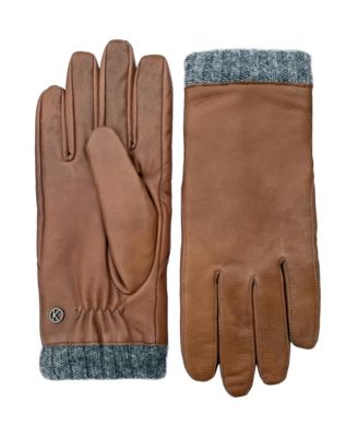 Men's Leather gloves "RASMUS" with knitted cuff and touch function