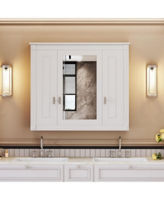 Wall-Mounted Bathroom Cabinet with Mirror and 4 Adjustable Shelves, Bathroom Storage Solution