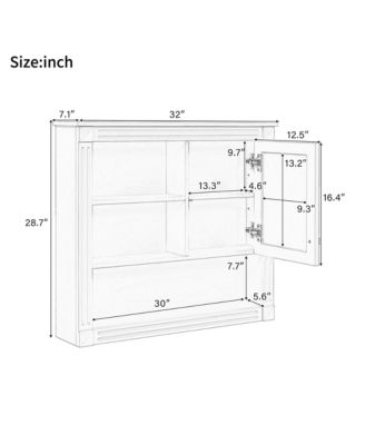 32" Bathroom Wall Cabinet with Mirror and Adjustable Storage Shelves