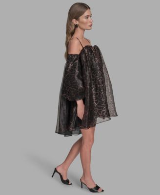 Women's Animal Print Sweetheart Neck Short Dress