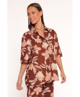 Women's Samira Short Sleeve Shirt - Orange Floral