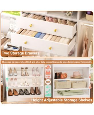 Closet System with Wooden Drawers and Two Hanging Rods