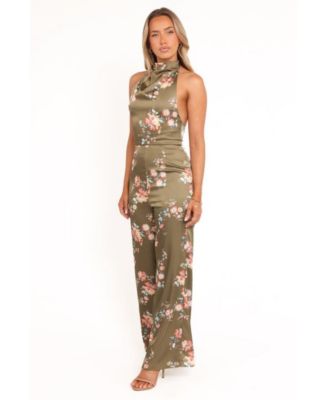 Women's Holly Halterneck Jumpsuit - Olive Floral