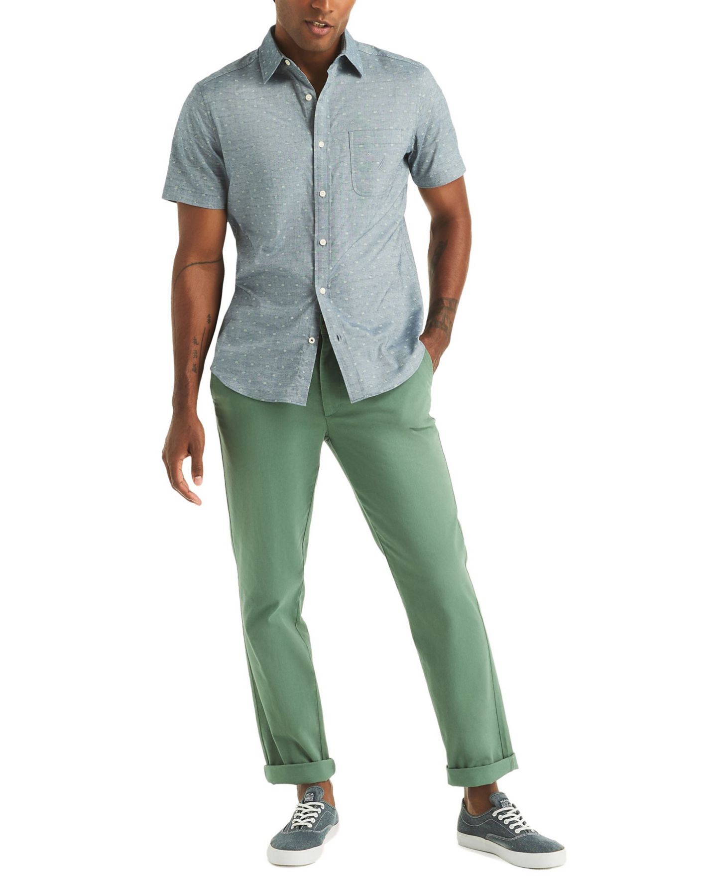 Мужская рубашка Nautica Printed Short-Sleeve, цвет: Синий — фото 2