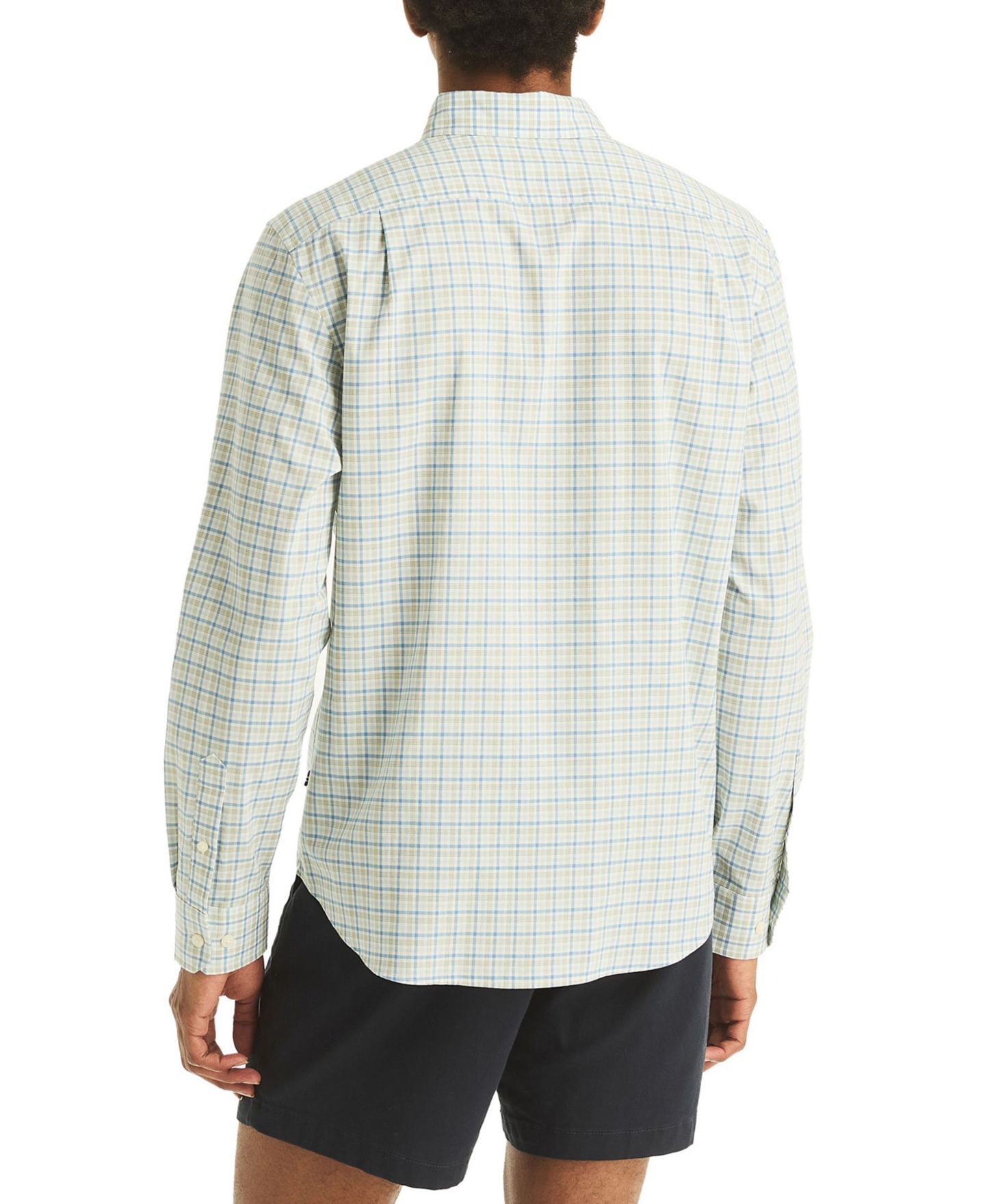 Мужская рубашка Nautica Long Sleeve Plaid, цвет: Молочный белый — фото 4