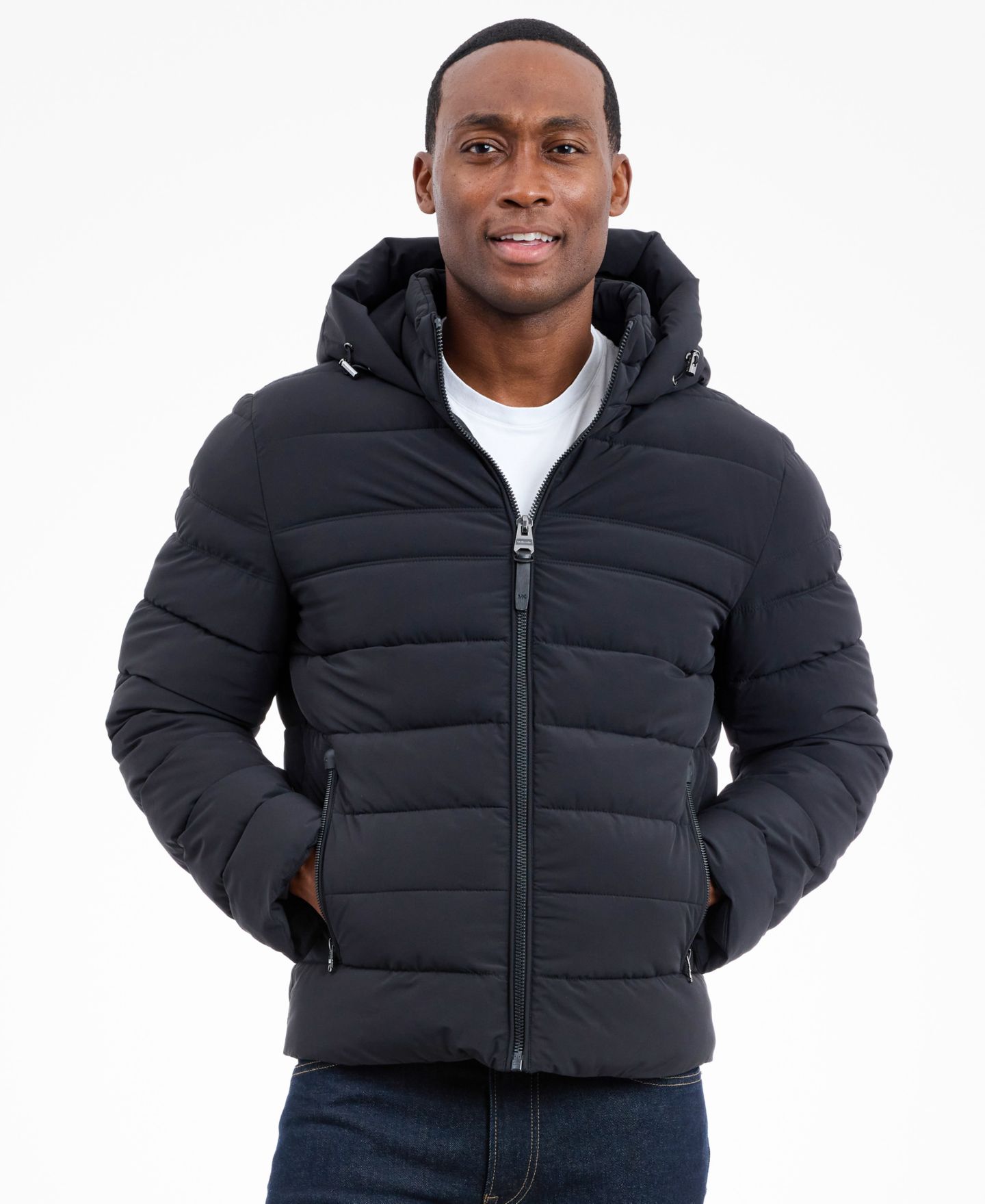 Мужская куртка Michael Kors Dressy Hooded Stretch Packable, цвет: Чёрный — фото 2