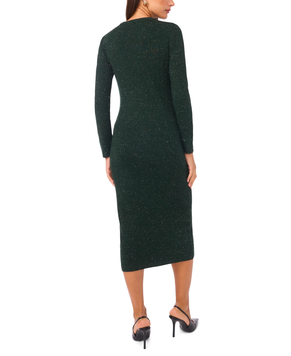 Vince Camuto Metallic Long Sleeve Sheath Dress In Green